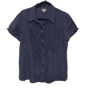 J. Jill linen Navy Button-Down Shirt size medium